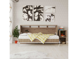 SMARTBett Folding wall bed Standard 90x200 Horizontal Wild Oak/White with Gas pressure Springs