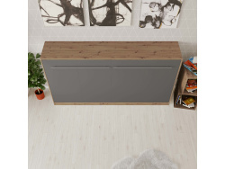 SMARTBett Folding wall bed Standard Comfort 90x200 Horizontal Wild Oak /Anthracite with gas springs