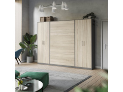 SMARTBETT cabinet wardrobe 80 cm with 2 doors anthracite / oak Sonoma