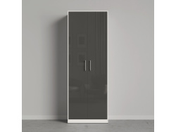 SMARTBETT cabinet wardrobe 80 cm 2 doors white / anthracite high gloss