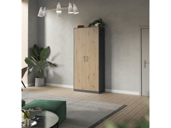 SMARTBett cabinet 100cm 2 doors in anthracite/ wild oak