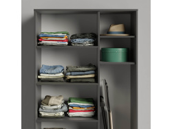 SMARTBETT cabinet wardrobe 100 cm 2 doors anthracite / wild oak