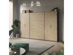 SMARTBETT cabinet wardrobe 100 cm 2 doors anthracite / wild oak