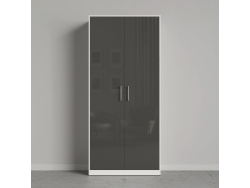 SMARTBETT wardrobe 100cm 2 doors white / anthracite  high gloss