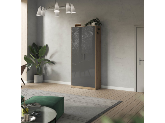 SMARTBETT cabinet wardrobe 100cm 2 doors wild oak / anthracite  high gloss