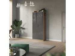 SMARTBett cabinet 100cm 2 doors in wild oak / anthracite high glossy