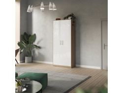 SMARTBett cabinet 100cm 2 doors in wild oak / white high glossy