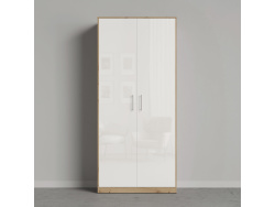 SMARTBETT cabinet wardrobe 100cm 2-door wild oak/white glossy front