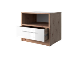 Bedside table Basic/Standard 45 cm with a drawer wild oak/white high gloss front