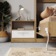 Bedside table Basic/Standard 45cm with a drawer Wild Oak/ White high gloss front