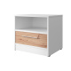 Bedside table  Standard 45 cm with a drawer White/Wild oak
