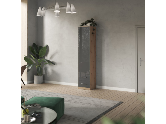 SMARTBett cabinet 50cm in wild oak / anthracite high glossy