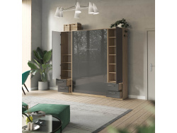 SMARTBETT wardrobe cabinet 50cm wild oak / anthracite high gloss