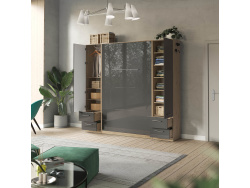 SMARTBETT wardrobe cabinet 50cm wild oak / anthracite high gloss