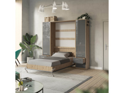 SMARTBETT wardrobe cabinet 50cm wild oak / anthracite high gloss