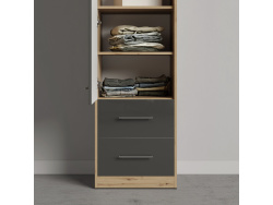 SMARTBETT wardrobe cabinet 50cm wild oak / anthracite high gloss