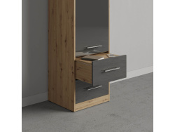 SMARTBETT wardrobe cabinet 50cm wild oak / anthracite high gloss