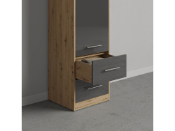 SMARTBETT wardrobe cabinet 50cm wild oak / anthracite high gloss