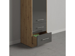 SMARTBETT wardrobe cabinet 50cm wild oak / anthracite high gloss