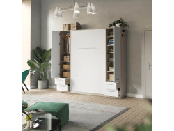SMARTBett Schrank Kleiderschrank 50cm Eiche Sonoma/ Weiß