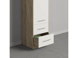 SMARTBett Schrank Kleiderschrank 50cm Eiche Sonoma/ Weiß