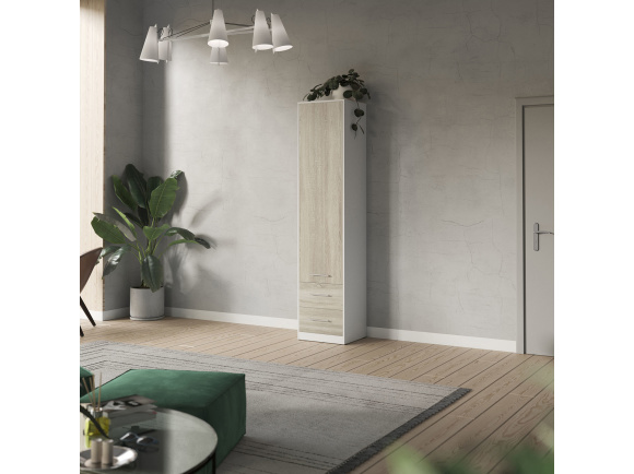 SMARTBett Schrank 50cm in Weiß/ Eiche Sonoma