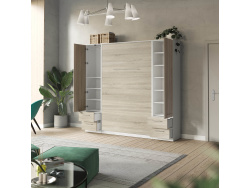 SMARTBett Schrank Kleiderschrank 50cm Weiß/ Eiche Sonoma