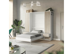 SMARTBett Schrank Kleiderschrank 50cm Weiß/ Eiche Sonoma