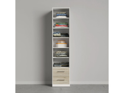SMARTBett Schrank Kleiderschrank 50cm Weiß/ Eiche Sonoma
