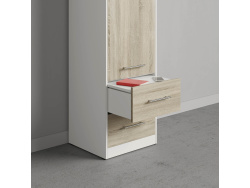 SMARTBett Schrank Kleiderschrank 50cm Weiß/ Eiche Sonoma