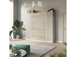 SMARTBett Schrank Kleiderschrank 50cm Weiß/ Eiche Sonoma