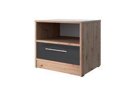 Bedside table Basic/Standard 45 cm with a drawer wild oak/Anthracite high gloss front
