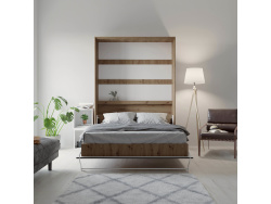 SMARTBett Folding wall bed Standard Comfort 140x200 Vertical Wild Oak/Anthracite with gas springs