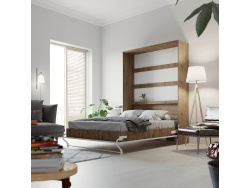 SMARTBett Folding wall bed Standard Comfort 140x200 Vertical Wild Oak/White with gas springs