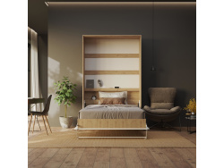 SMARTBett Folding wall bed Standard Comfort 120x200 Vertical Wild Oak/White with gas springs