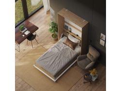 SMARTBett Folding wall bed Standard Comfort 120x200 Vertical Wild Oak/White with gas springs