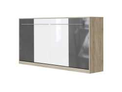 Folding wall bed Standard 90x200 Horizontal Oak Sonoma / Anthracite & White High gloss front with Gas pressure Springs