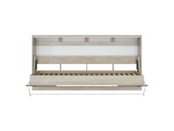 Folding wall bed Standard 90x200 Horizontal Oak Sonoma / Anthracite & White High gloss front with Gas pressure Springs