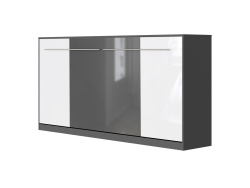 Folding wall bed Standard 90x200 Horizontal Anthracite / White & Anthracite High gloss front with Gas pressure Springs