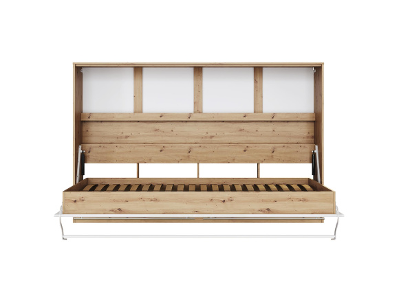 SMARTBett Folding wall bed Standard 120x200 Horizontal Wild Oak / White High gloss & Anthracite high gloss with Gas pressure Springs