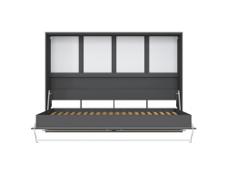 SMARTBett Folding wall bed Standard 140x200 Horizontal Anthracite / Anthracite&White high gloss front with pneumatic pressure Springs