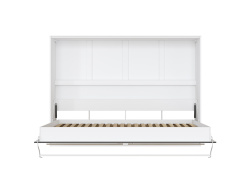 SMARTBett Folding wall bed Standard 140x200 Horizontal White / Anthracite&White high gloss front with pneumatic pressure Springs