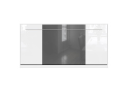 SMARTBett Schrankbett Standard 90x200 Horizontal Weiss/Weiss & Anthrazit Hochglanzfront mit Gasdruckfedern