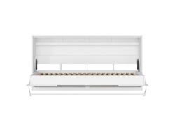 SMARTBett Schrankbett Standard 90x200 Horizontal Weiss/Weiss & Anthrazit Hochglanzfront mit Gasdruckfedern