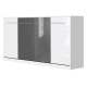 SMARTBett Schrankbett Standard 90x200 Horizontal Weiss/Weiss & Anthrazit Hochglanzfront mit Gasdruckfedern
