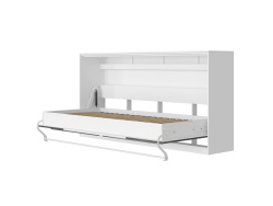Folding wall bed Standard 90x200 Horizontal White / Anthracite & White High gloss front with Gas pressure Springs