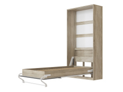 Folding wall bed SMARTBett Standard 90x200 Vertical Oak Sonoma/ Anthracite & White high gloss front with Gas pressure Springs