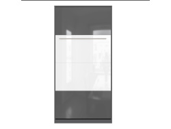 SMARTBett Schrankbett Standard 90x200 Vertikal Anthrazit/Anthrazit & Weiß Hochglanz mit Gasdruckfedern