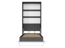 SMARTBett Schrankbett Standard 90x200 Vertikal Anthrazit/Anthrazit & Weiß Hochglanz mit Gasdruckfedern
