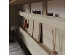 SMARTBett Folding wall bed Standard 90x200 Horizontal Oak Sonoma /Concrete look with Gas pressure Springs
